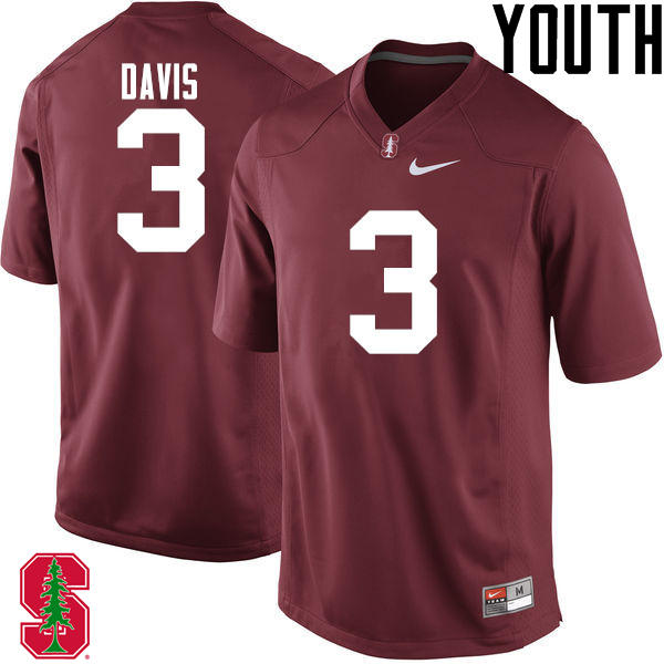 Youth Stanford Cardinal #3 Noor Davis College Football Jerseys Sale-Cardinal